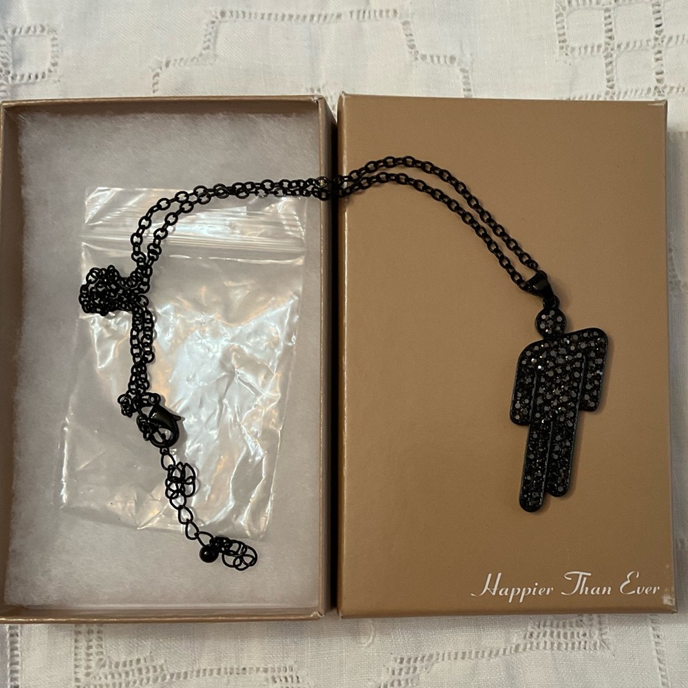 NIB Billie Eilish Authentic Blohsh Black Rhinestone necklace.